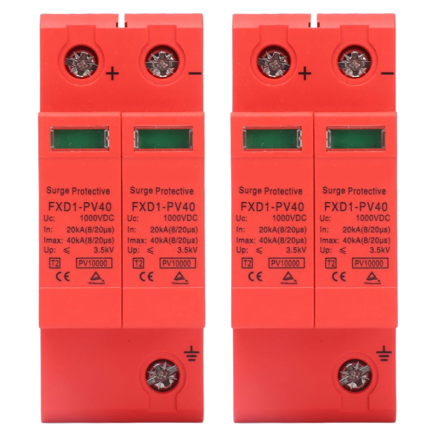 2 protectores solares de sobretensiones de corriente continua contra sobretensiones de voltaje, dispositivo de pararrayos para instalación de riel,