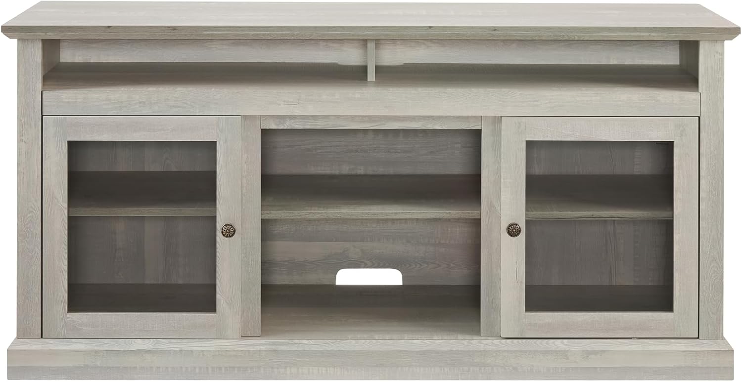Soporte de TV de granja de 60 pulgadas, centro de entretenimiento con gabinete de almacenamiento, estantes ajustables, consola de TV multimedia para