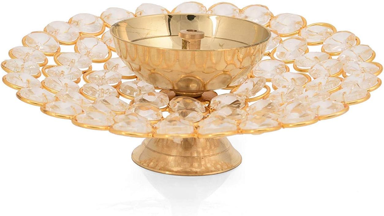 CraftVatika Akhand Diya Oil Puja – Lámpara decorativa redonda para el hogar, oficina, regalos, artículos decorativos (mediano)