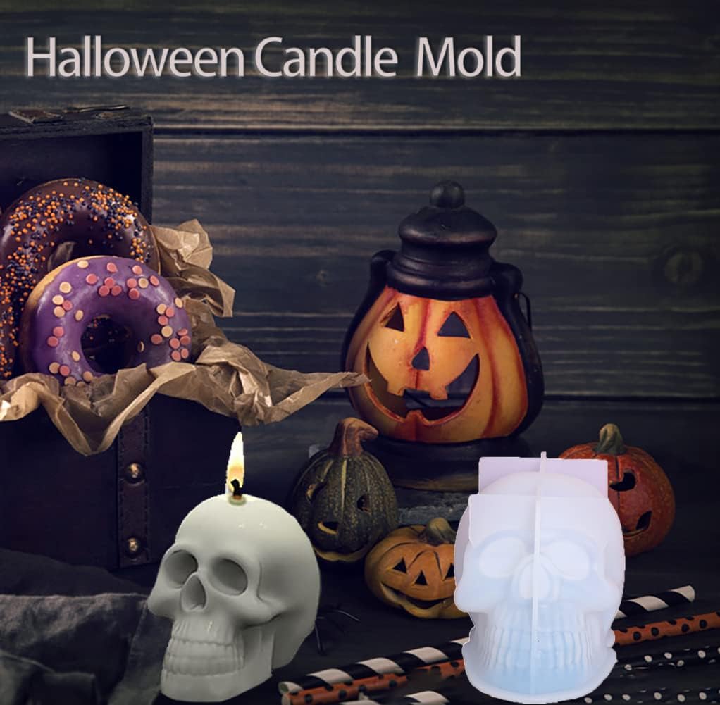 Molde de resina reutilizable de silicona para vela, cubo de hielo de fácil liberación, molde 3D grande para fiesta de Halloween, velas, mousse,