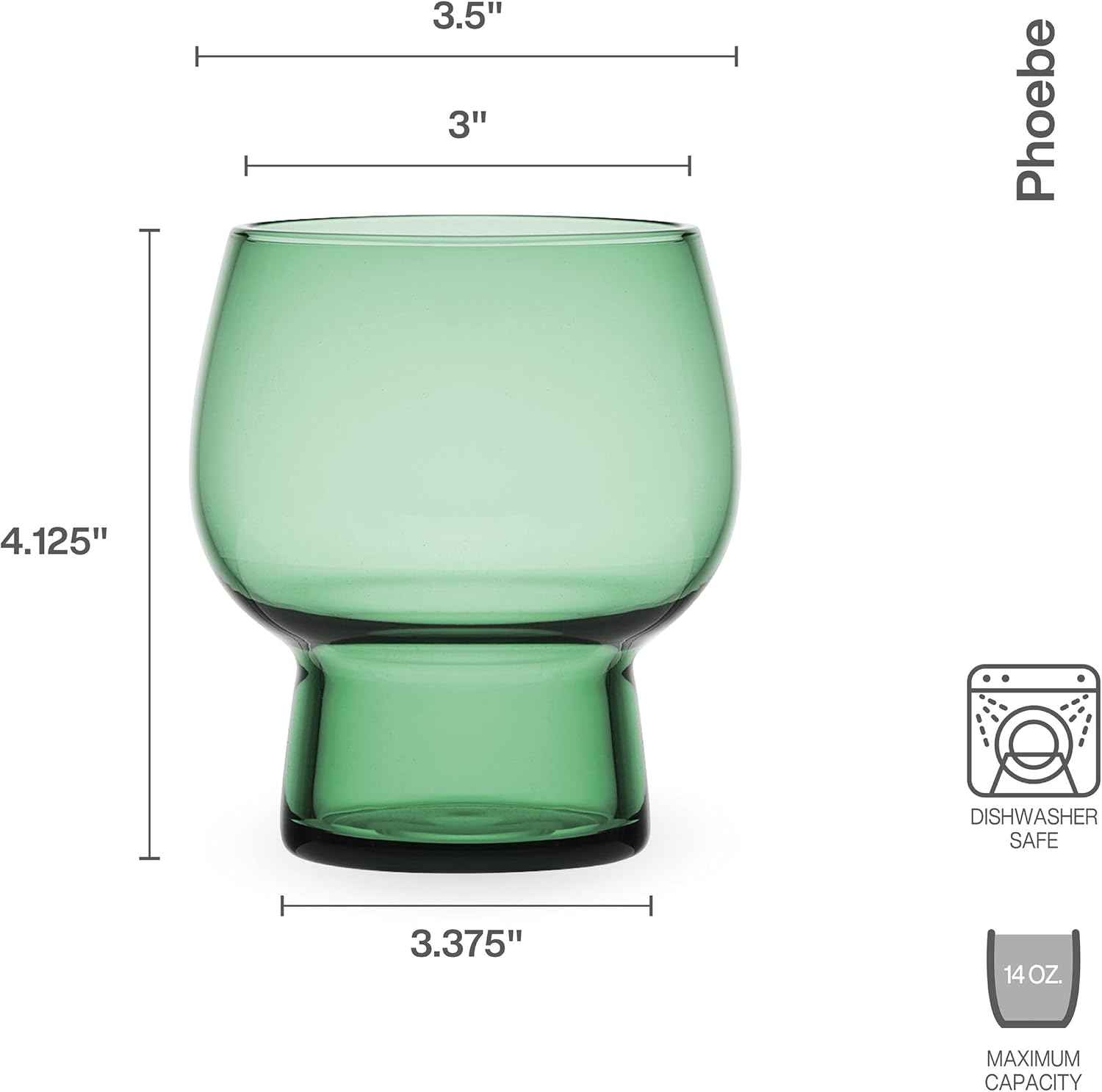 Mikasa Phoebe – Juego de 4 vasos dobles para bebidas (4 unidades), color salvia