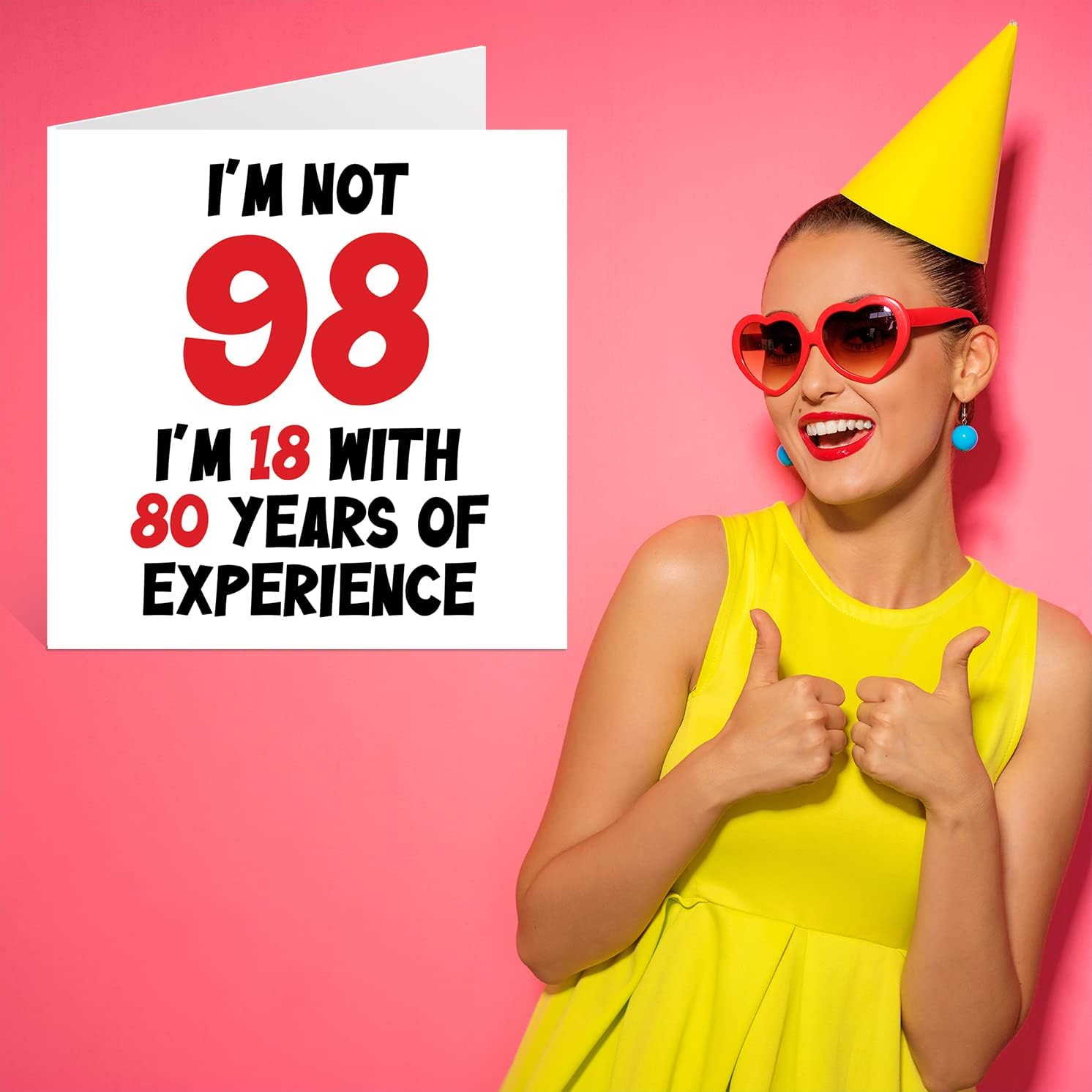Tarjeta de cumpleaños número 98 para mujeres y hombres  Not 98 I’m 18 With 80 Years Experience  Divertida tarjeta de cumpleaños noventa y ocho