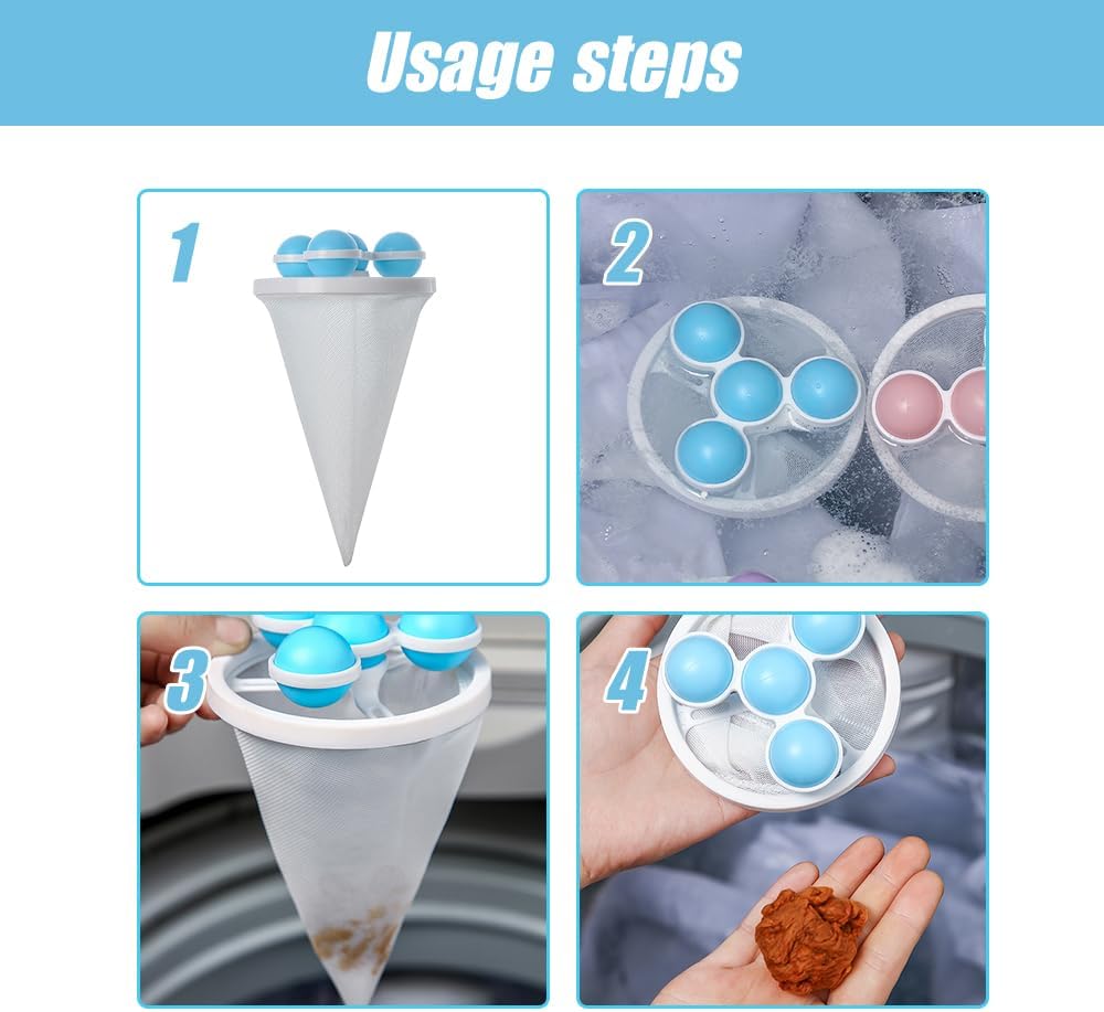 Eliminación de malla flotante para filtrar el cabello, 3 piezas reutilizables para lavadora, bolsa de malla de limpieza para filtro de cabello,