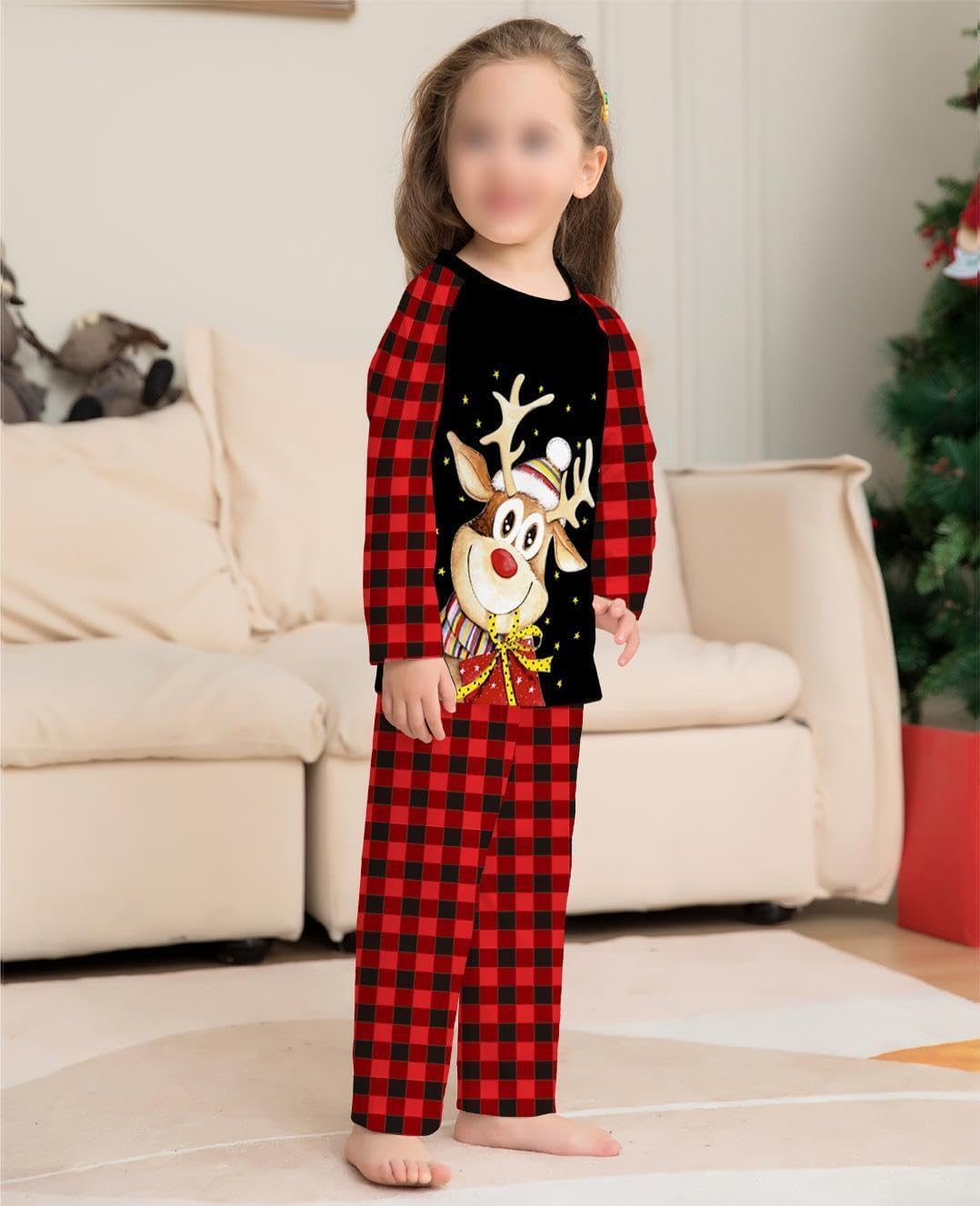 Pijamas de Navidad a juego para la familia, conjuntos de pijamas de alce, Papá Noel, árbol de Navidad, lindo y divertido juego de pijamas de