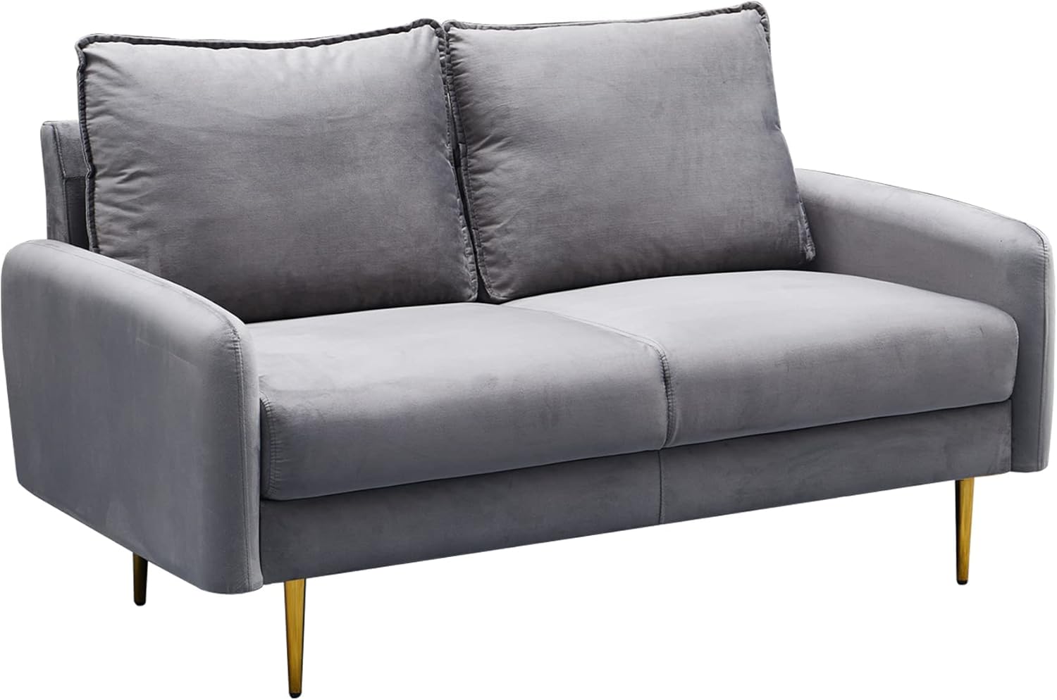 Sofá biplaza de terciopelo moderno con patas de metal para sala de estar, dormitorio, oficina, sala de juegos, color gris