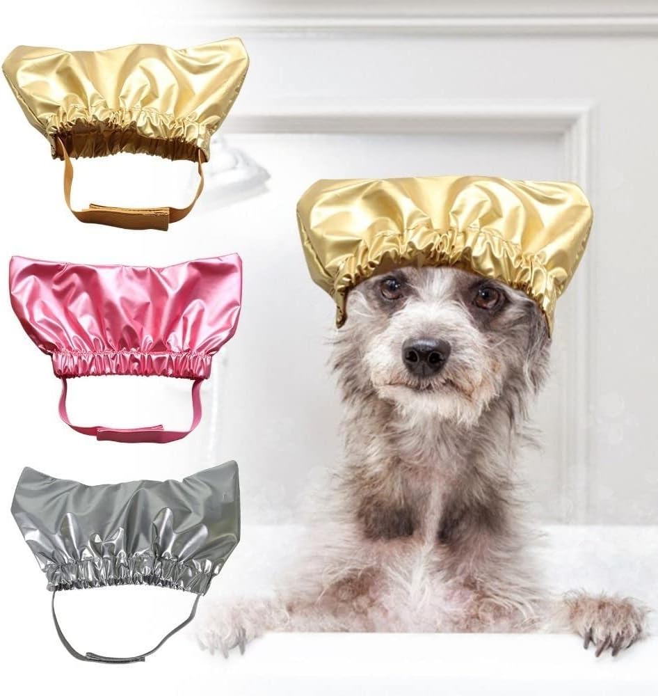 1 gorro de ducha para mascotas, gorro de ducha reutilizable para perro, sombrero ajustable para mascotas, gorro de ducha para gatos (M, rosa)