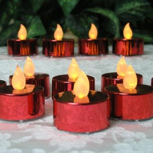 BANBERRY DESIGNS Juego de 24 velas LED sin llama, funciona con pilas, decoración de mesa para bodas, fiestas, Navidad, día de San Valentín BANBERRY DESIGNS Juego de 24 velas LED sin llama, funciona con pilas, decoración de mesa para bodas, fiestas, Navidad, día de San Valentín