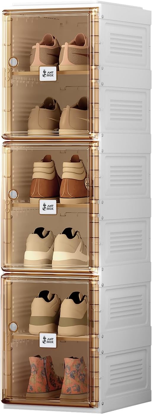 Caja de almacenamiento organizadora de zapatos, zapatero plegable portátil para armario con puerta transparente magnética, contenedores grandes para