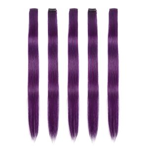 Winsky Extensiones de cabello morado con clip  100% cabello humano real de color para niñas, piezas de cabello de Halloween, 5 piezasjuego (18 Winsky Extensiones de cabello morado con clip  100% cabello humano real de color para niñas, piezas de cabello de Halloween, 5 piezasjuego (18