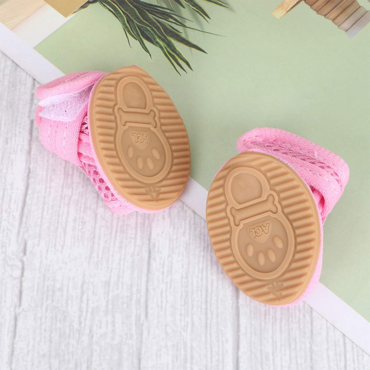 Botas para perros, 4 unidades de malla transpirable de algodón, zapatos de verano para perros, escándalos para perros, protectores de patas para