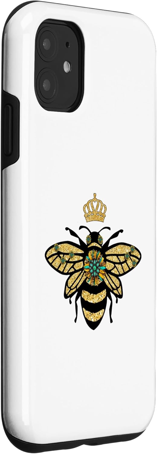 Funda vintage para iPhone 11 Queen Bee Honey Bee con corona floral