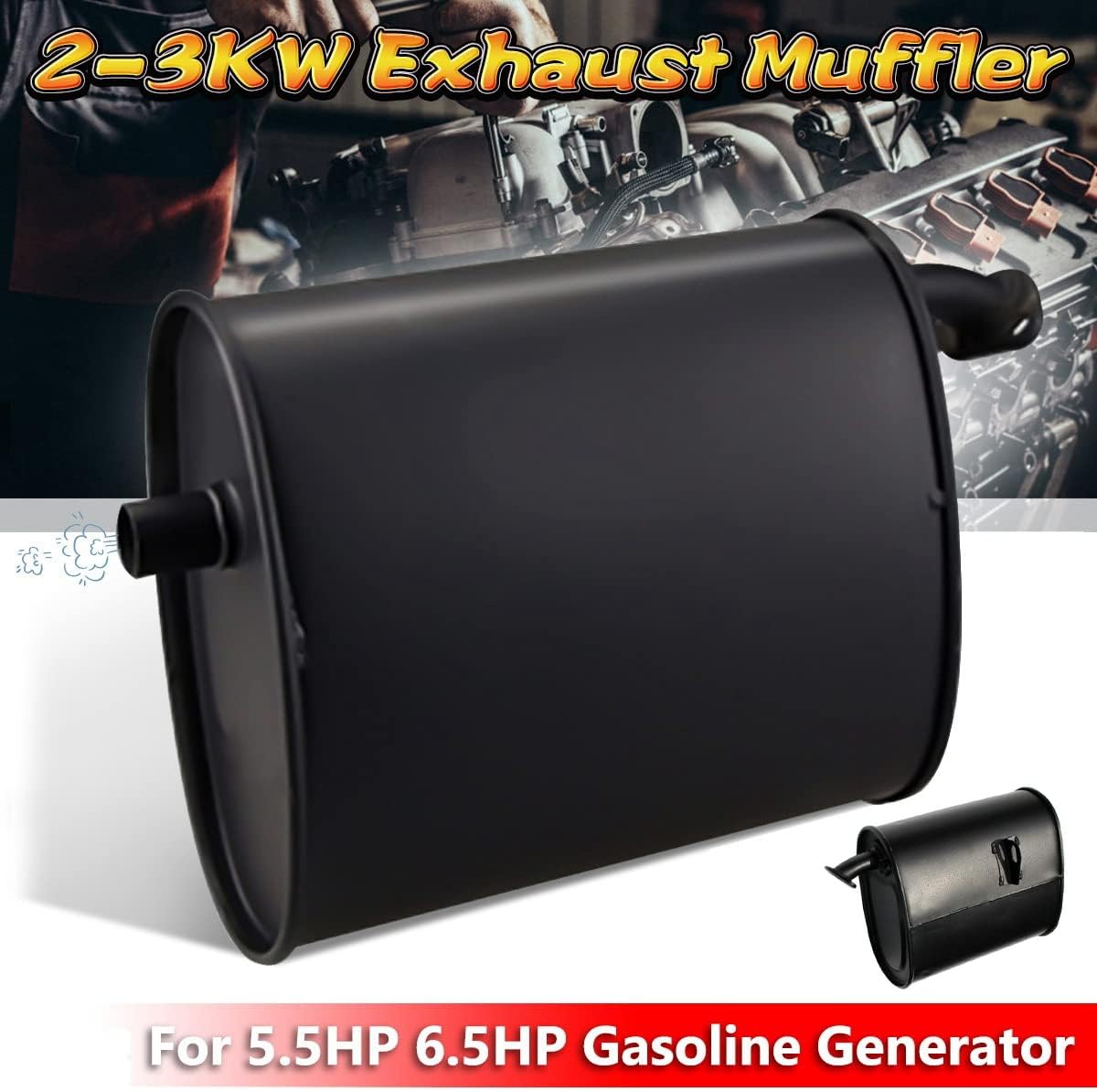 pizarra Generador de gasolina Universal 2-3KW Silenciador de escape para 5.5HP 6.5HP 3500W 4000W Accesorios