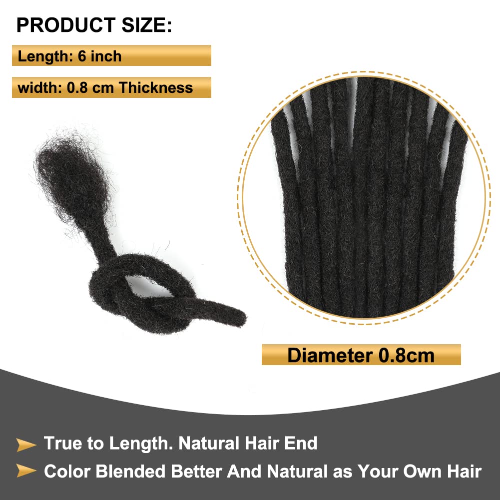 Loc – Extensiones de cabello humano 100 % real, 0.3 in de ancho, 8 pulgadas, 40 hebras totalmente hechas a mano, extensiones de cabello real