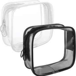 DIVINA VITAE Paquete de 2 pequeñas bolsas de maquillaje transparentes con cremallera, bolsa de aseo aprobada por la TSA, bolsa de cosméticos de DIVINA VITAE Paquete de 2 pequeñas bolsas de maquillaje transparentes con cremallera, bolsa de aseo aprobada por la TSA, bolsa de cosméticos de