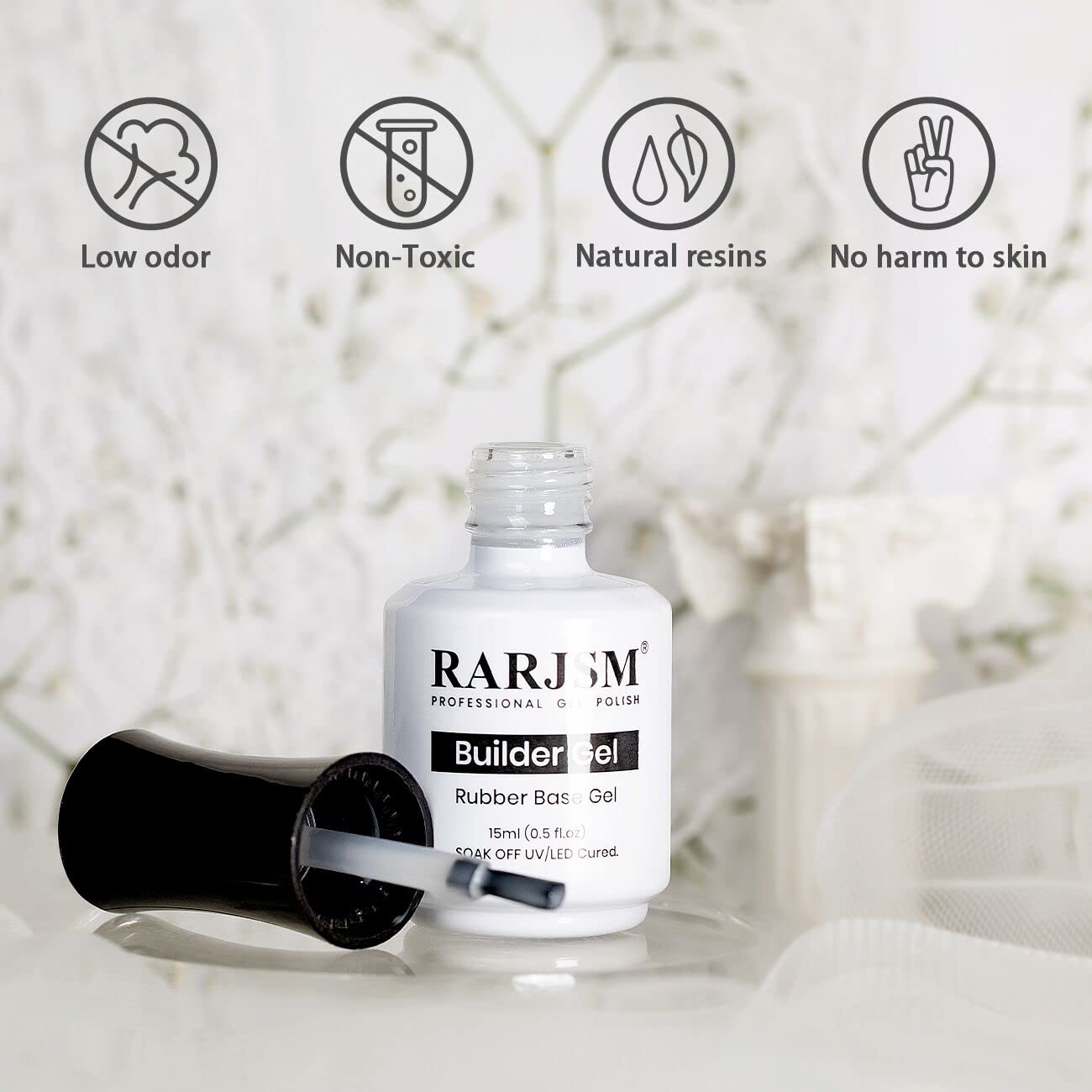 RARJSM Base de goma blanca lechosa, gel constructor de extensiones de gel blanco suave, esmalte de uñas de gel de capa base, 0.5 onzas líquidas,