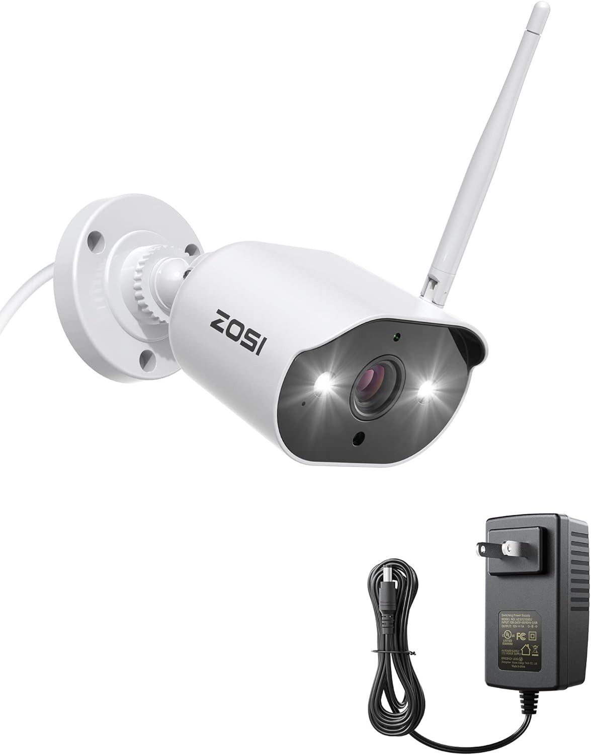ZOSI ZG3023A – Cámara complementaria 2K, cámara IP WiFi enchufable de 3 MP para exteriores e interiores con fuente de alimentación, visión nocturna,
