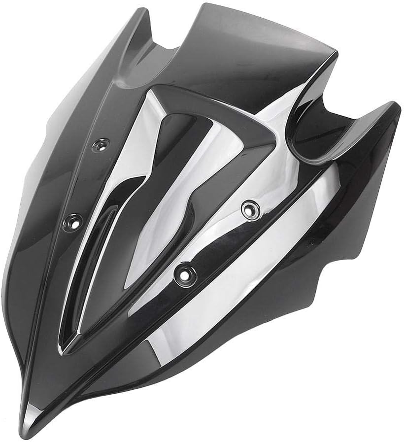 Newsmarts Protector de parabrisas de motocicleta, deflector de alerón, doble burbuja, apto para Kawasaki Z250 Z300 2013 2014 2015 2016, humo