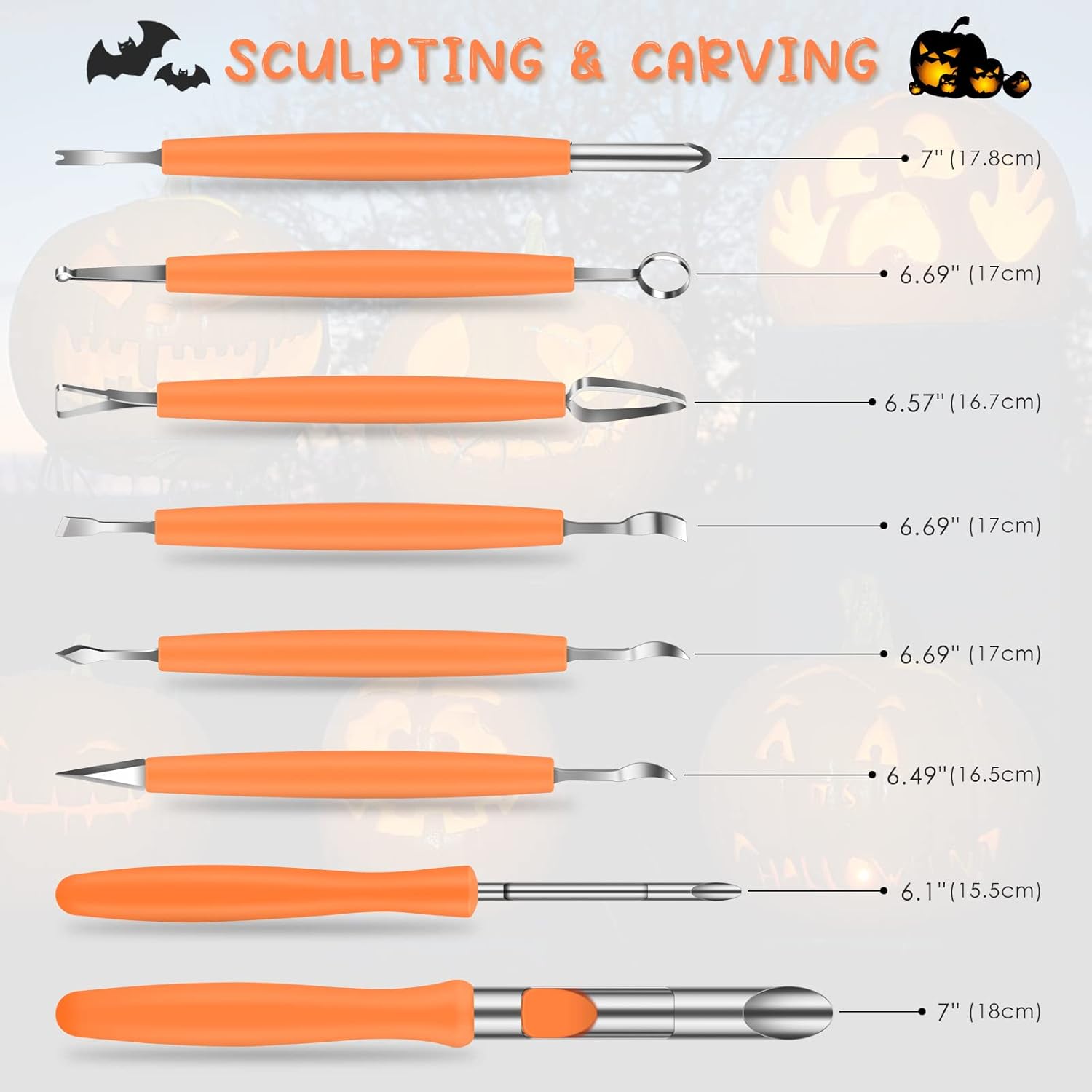 KATUMO Herramienta de tallado de calabaza, kit de corte de calabaza resistente de 13 piezas con herramientas de escultura de detalles profesionales,