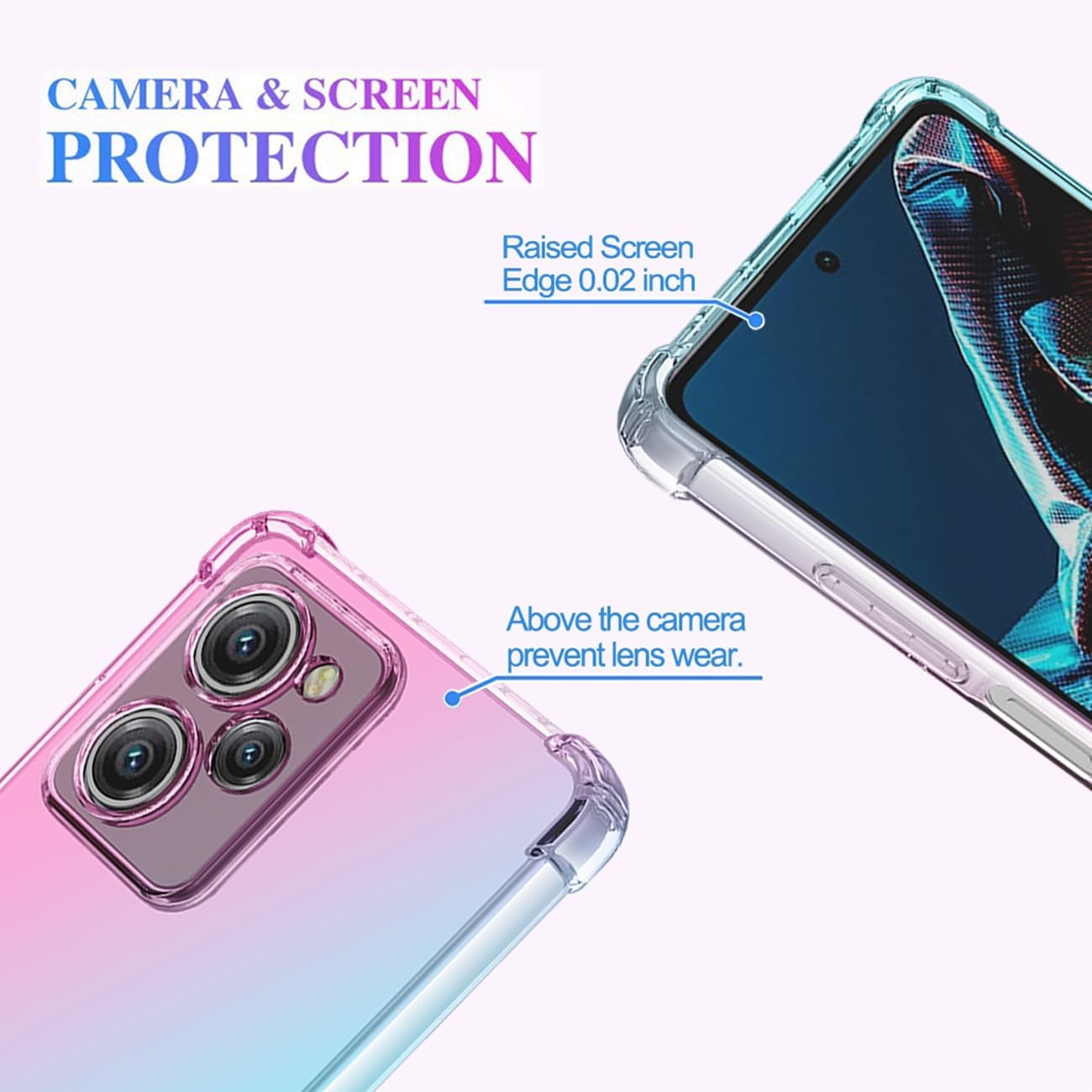 Ueokeird Para Redmi Note 12 Pro Speed CasePoco X5 Pro 22101320G Caso, transparente lindo gradiente teléfono caso delgado anti arañazos flexible TPU