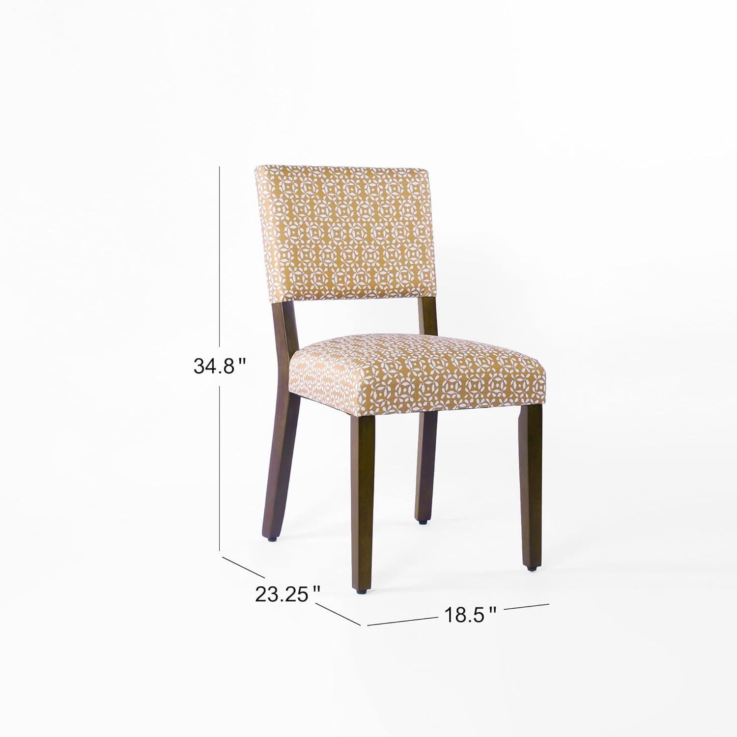HomePop Decoración del hogar con respaldo abierto, lado de tela, sillas de comedor para cocina y sala de estar, estampado amarillo dorado (juego de