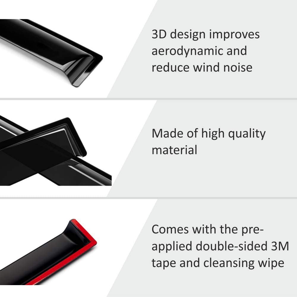 Voron Glass Protectores de lluvia extra duraderos con cinta adhesiva para Nissan Rogue Sport 2017-2023, deflectores de ventana, viseras de ventana