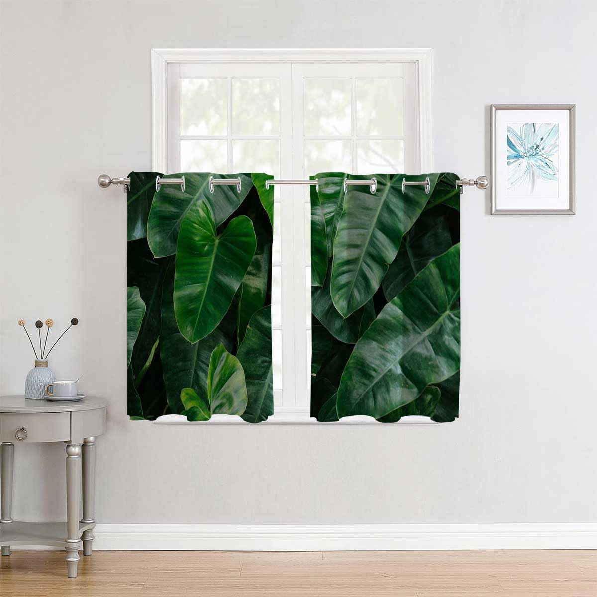 YANFENQI Cortinas para Habitacion – Divisor temporal de cortina de puerta con hojas de plantas verdes, 85 pulgadas de ancho por 108 pulgadas de