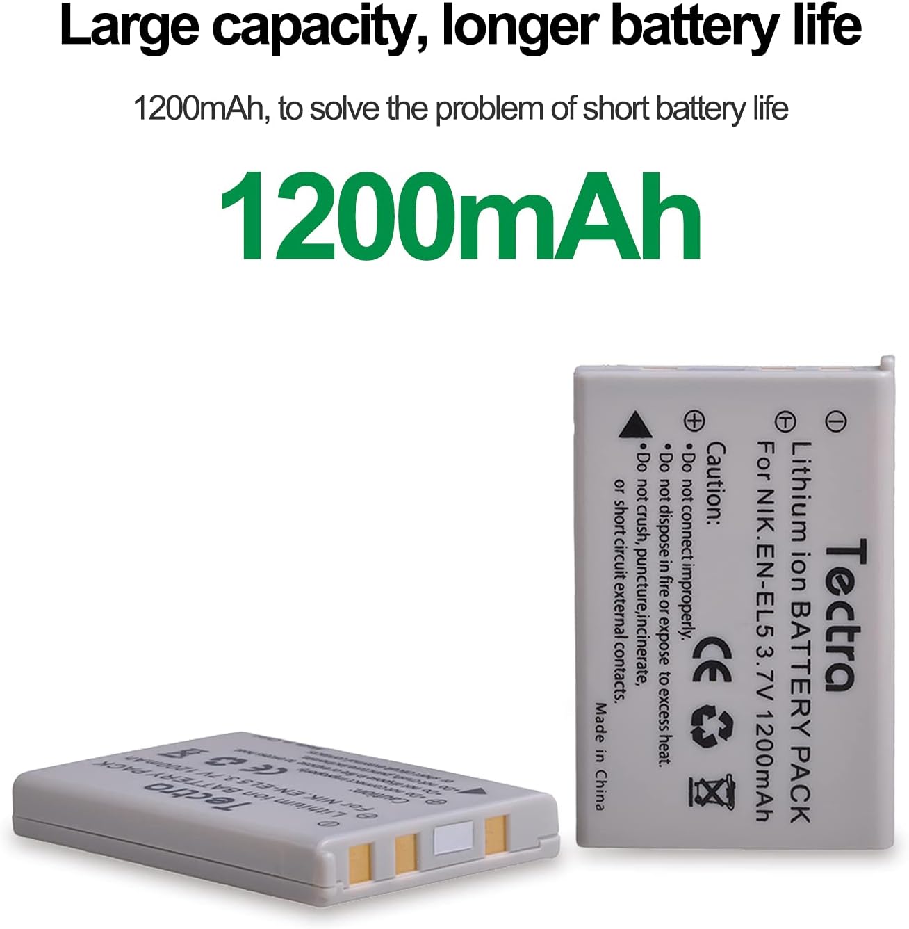 Tectra 3 baterías EN-EL5 ENEL5 + cargador USB LED de 3 ranuras para Nikon Coolpix P3, P4, P90, P80, P100, P500, P510, P520, P530, P5000, P6000, S10,