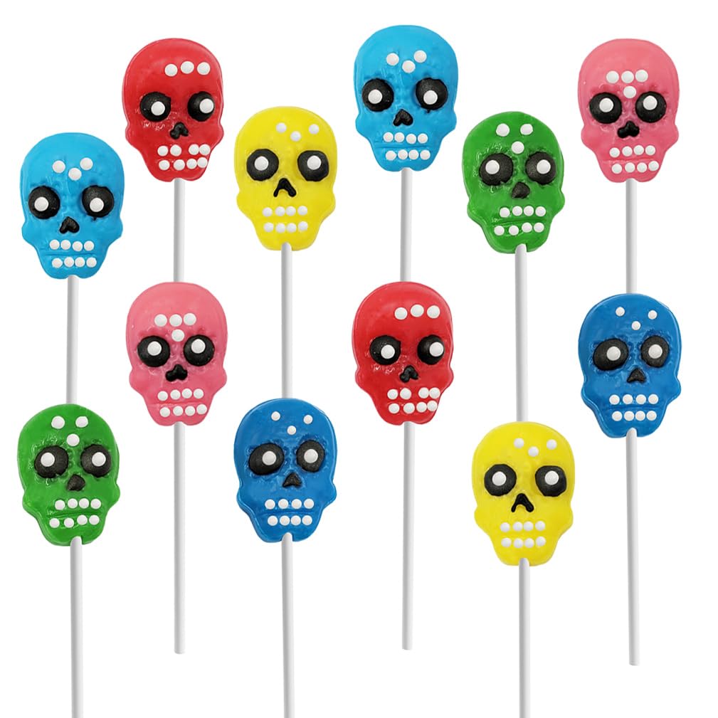 Paletas de Halloween con diseño de calavera para el Día de los Muertos, envueltas individualmente (paquete de 12)