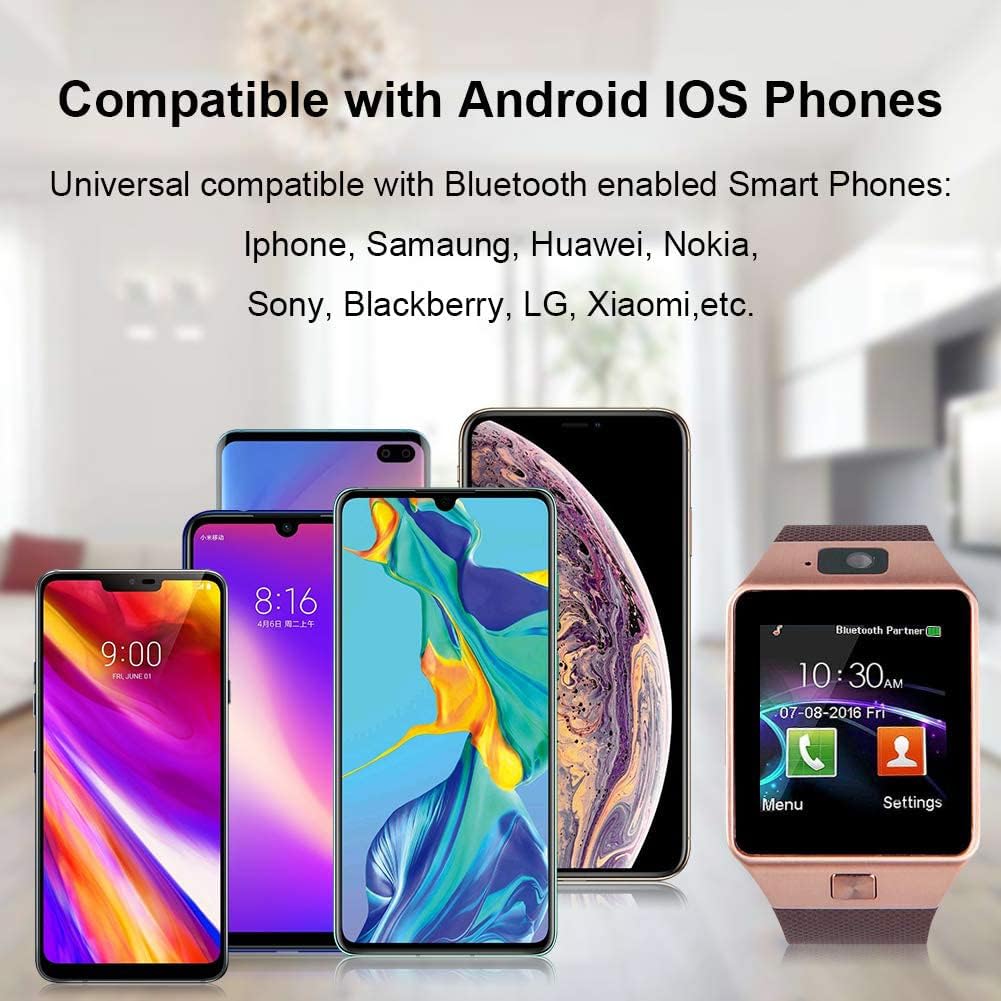 Reloj inteligente Padgene DZ09Bluetooth, con cámara, para Samsung S5, Note 234, Nexus 6, HTC, Sony y otros celulares Android, 1, Dorado, Blanco