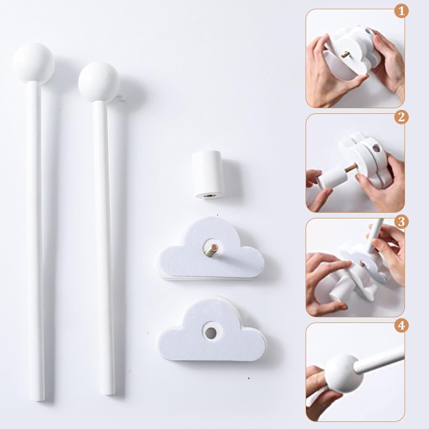 Brazo móvil para cuna, brazo móvil para cuna, brazo móvil para cuna de cama, diseño de nube de madera, soporte ajustable desmontable lindo para