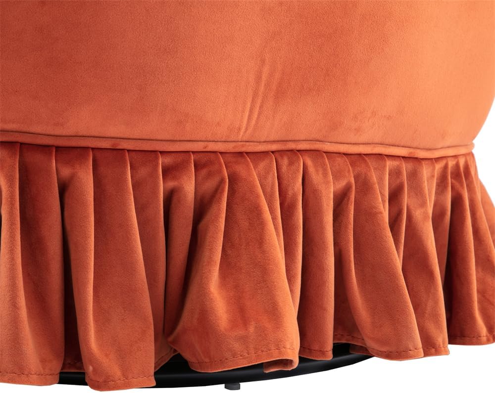 JINS&VICO Silla giratoria con diseño de barril, sillón individual tapizado de terciopelo con base de metal, sillas modernas y cómodas para sala de