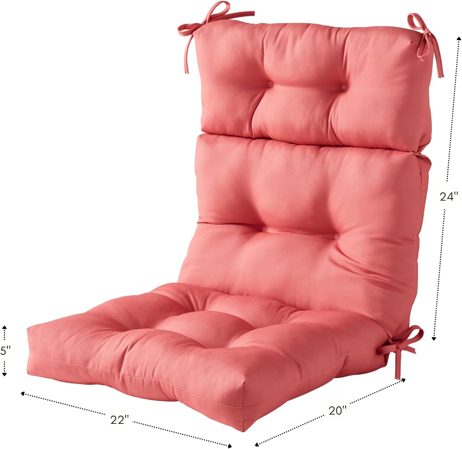 Greendale Home Fashions Cojines para silla de respaldo alto de 44 x 22 pulgadas, 2 unidades (paquete de 1), color coral