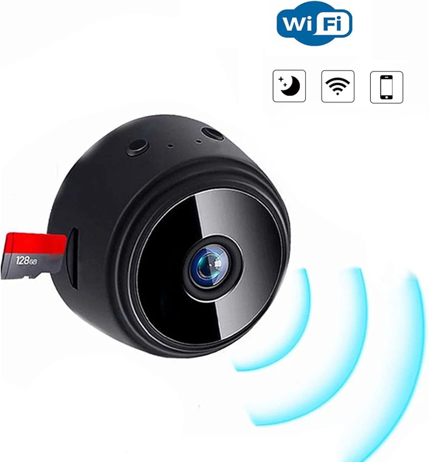 PenRux Mini cámara oculta, cámara inalámbrica HD 1080P, mini cámara espía WiFi oculta con cubierta trasera magnética, cámaras de vigilancia de
