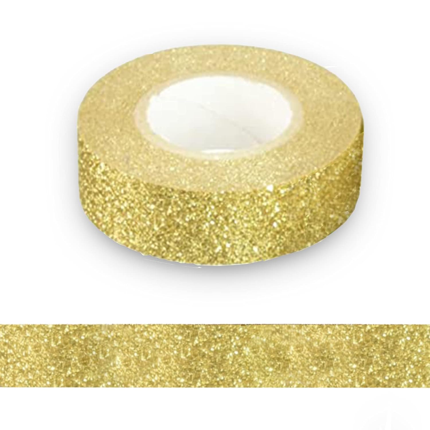 Cinta Washi con purpurina, 3 rollos de cinta decorativa dorada de 58 pulgadas (0.591 in), autoadhesiva para manualidades con ribete dorado con