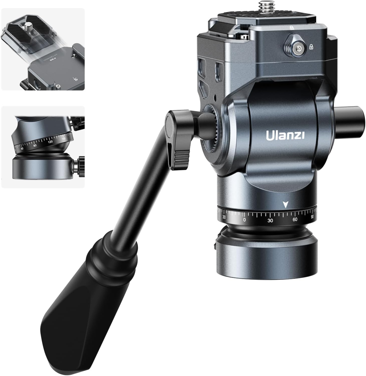 ULANZI Cabezal fluido de video F38 para trípode de cámara – EH12 Mini cabeza panorámica inclinable pequeña cabeza de bola panorámica con placa de