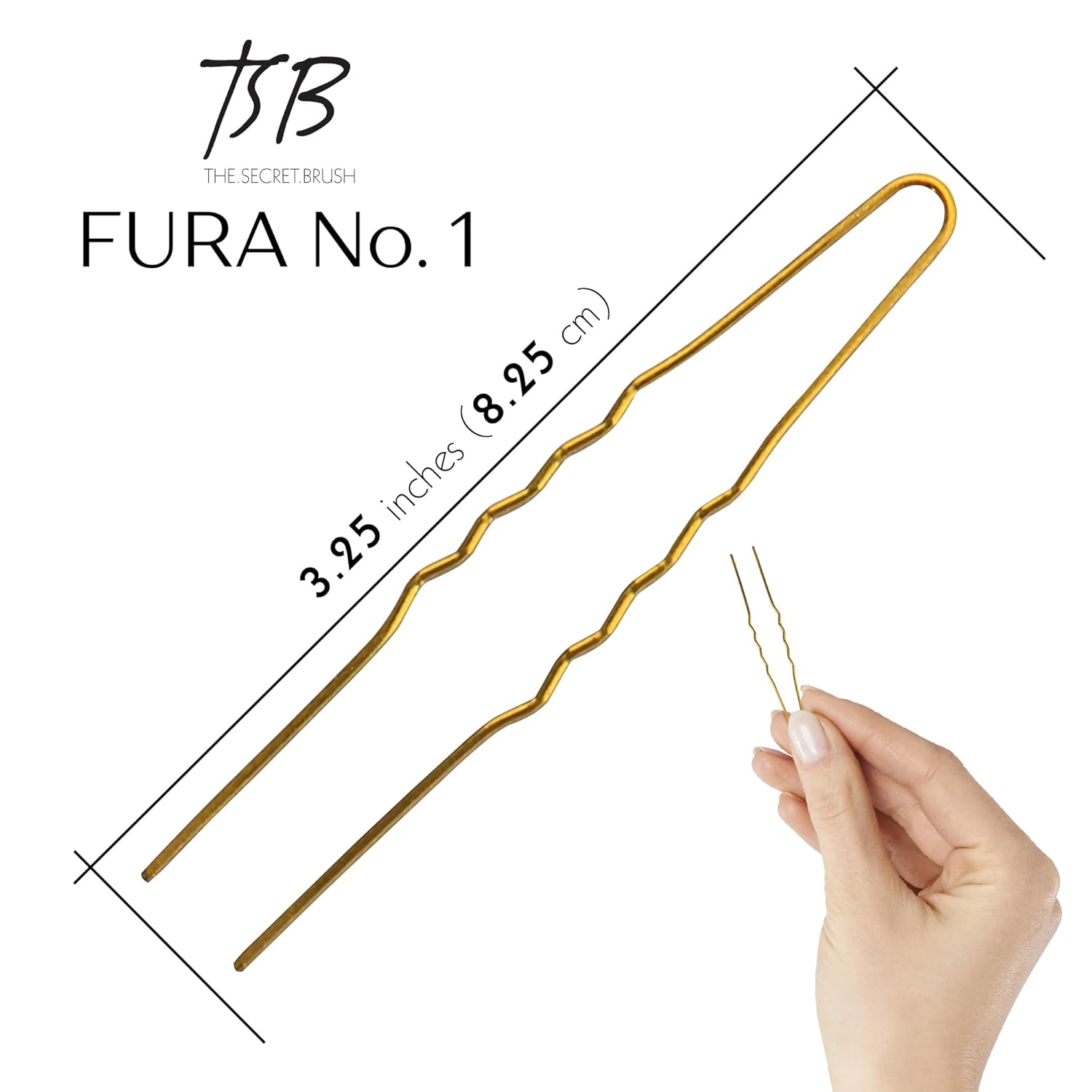 TSB Fura No.1 – Juego de horquillas para el pelo de bronce profesional Jumbo de 30 a 3.25 pulgadas, 3 retenciones, estilo vintage, ideal para bodas