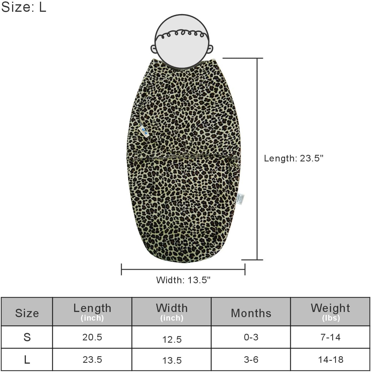 BlueSnail Manta para bebé, suave y cómoda, para recién nacido, fácil de envolver, adecuada para 0-33-6 meses (leopardo, 3-6 meses)