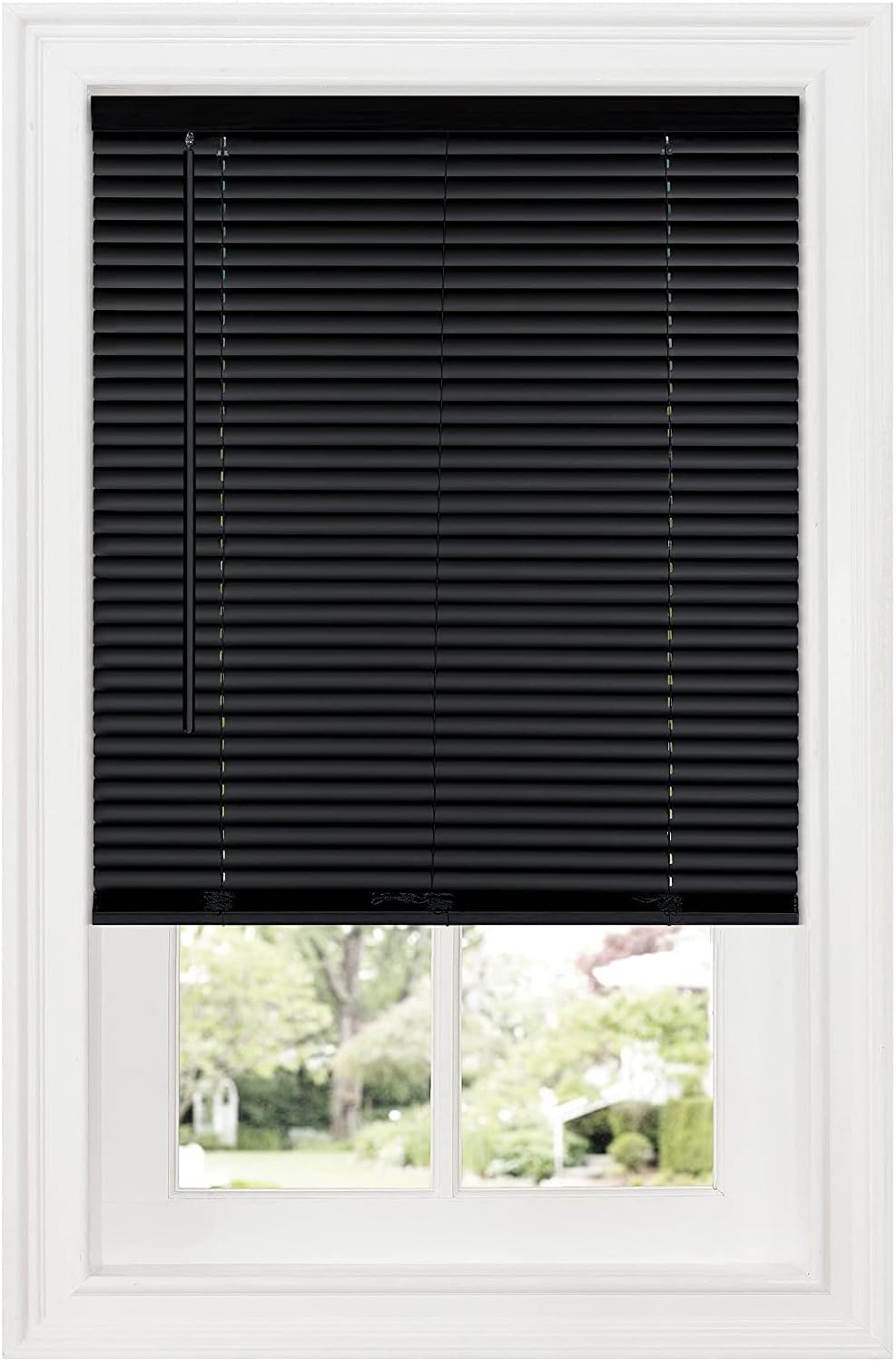 Mini persianas sin cordón para ventana, con listones de 1 pulgada para oscurecer la habitación (negro, 27 x 64 pulgadas)