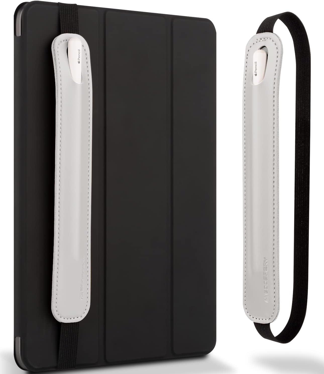 Goospery Soporte para lápices compatible con Apple Pencil (1 y 2 generación) Funda de piel sintética, accesorios de bolsillo, banda elástica para