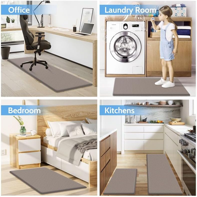 StepLively Tapete de cocina, 2 piezas de alfombras de cocina, tapetes de cocina acolchados para piso, tapete antifatiga, juego de alfombras de