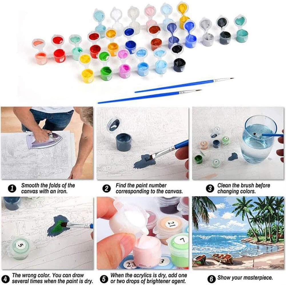 Paquete de 4 pinturas por números para adultos principiantes  Mountain Moon Starry Lake kits de pintura por números para adultos en paisajes para