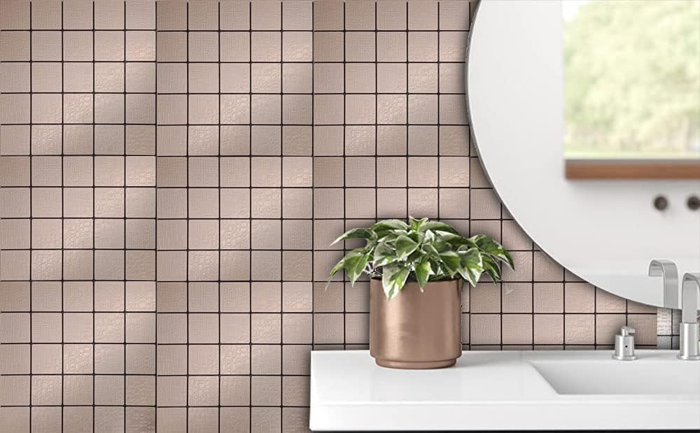 WEIMEI – Azulejo de pared de metal para salpicaduras de 12 hojas, calcomanías de pared 3D adecuadas para cocina, pared y baño (rosa 2)