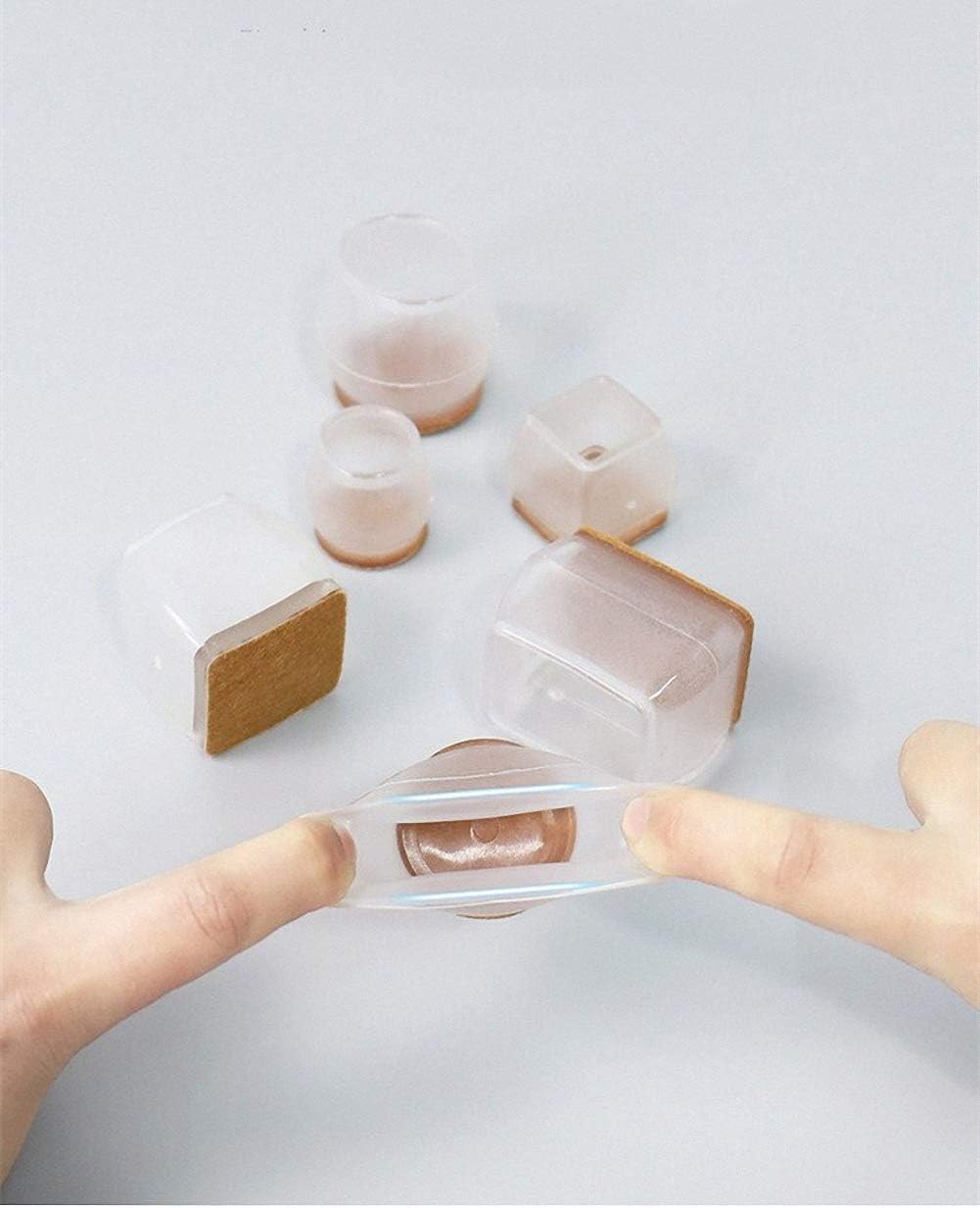 Ulalaza Juego de 16 tapas cuadradas para patas de silla, protectores con parte inferior de fieltro, goma termoplástica, tapas para patas de muebles,