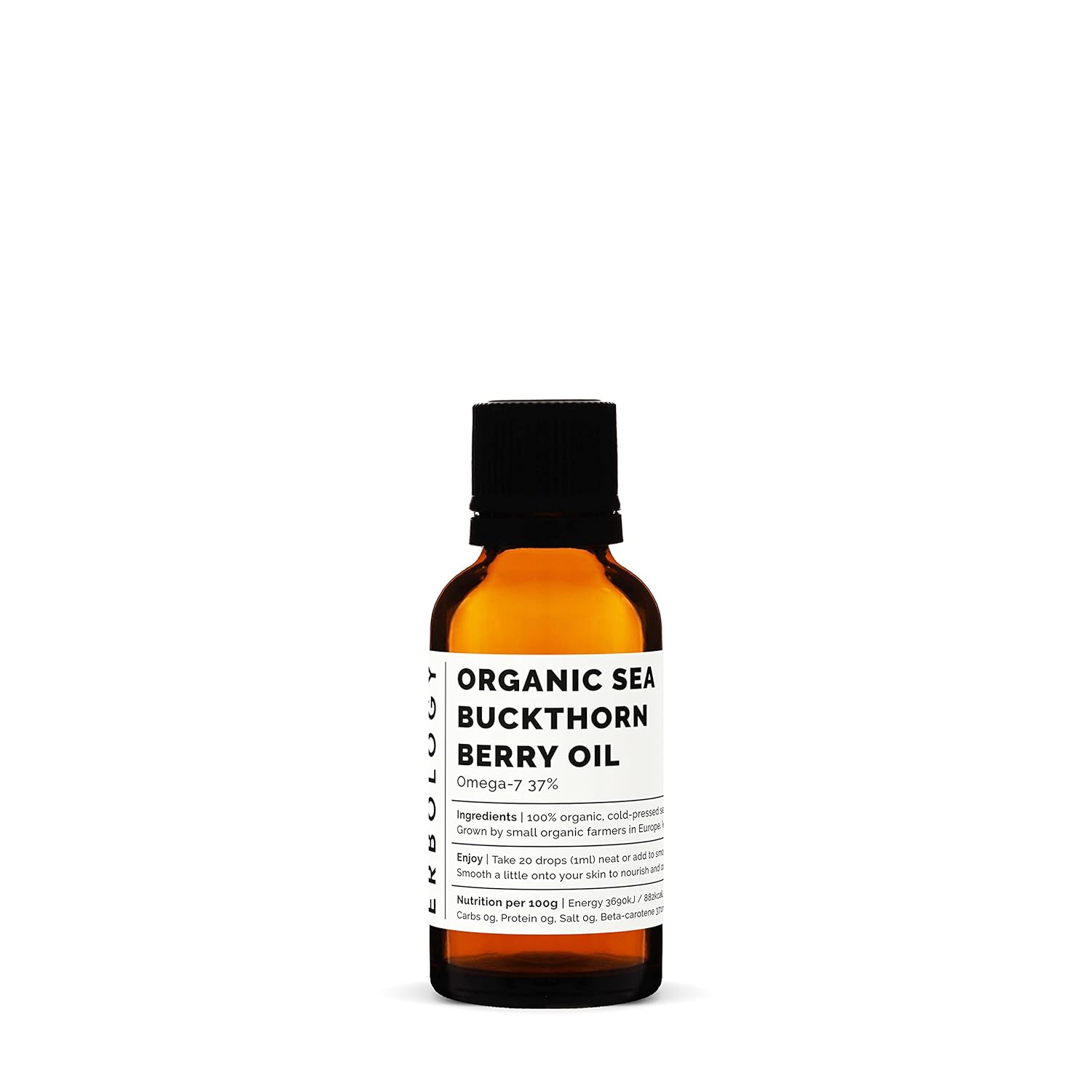 Aceite de espino amarillo 100% orgánico, 1 onza líquida, prensado en frío 501, rico en omega-7 y betacaroteno, directamente de la granja, sin OMG,