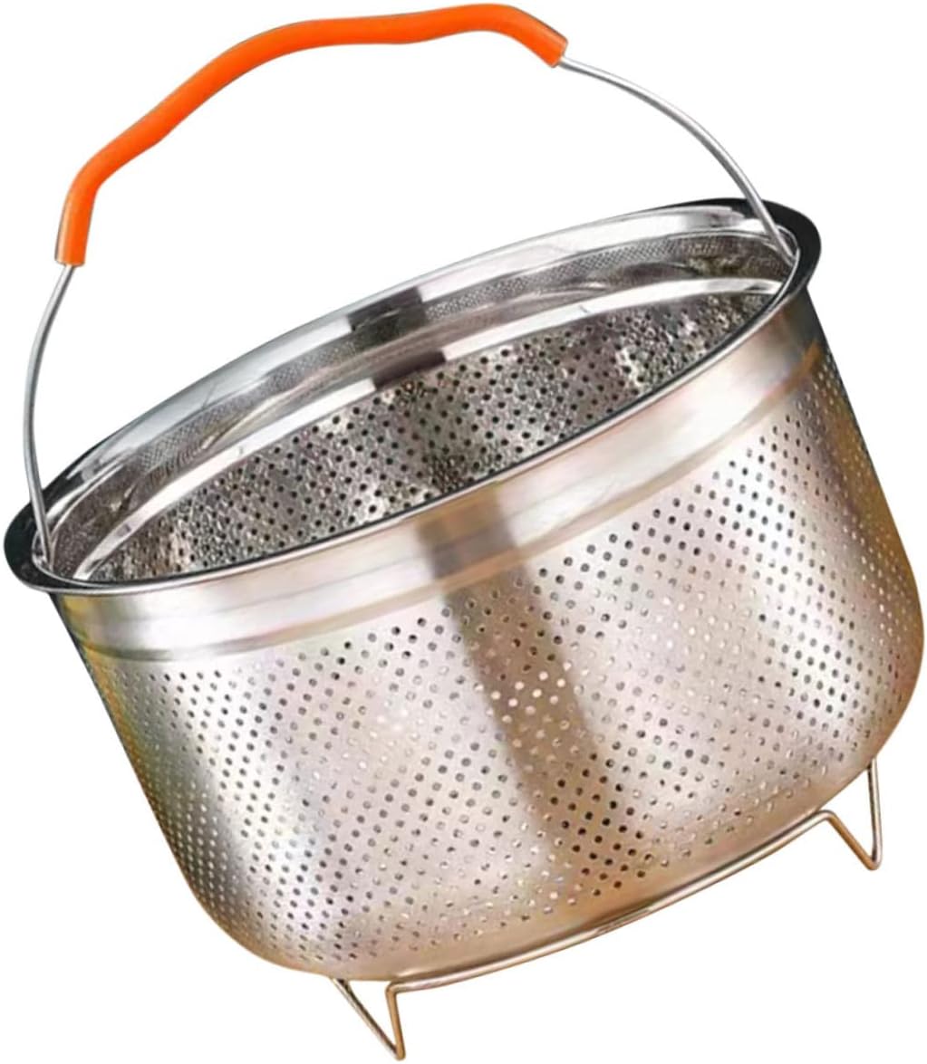 HOMSFOU Vaporizador de arroz de acero inoxidable para verduras, cesta de vapor, estantes de vapor, para bolas de masa, colador de metal, ensalada,