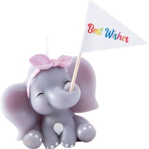 FLYPARTY Velas de cumpleaños para niños con bandera de los mejores deseos, hecha a mano, adorable elefante lindo para decoración de pastel de baby FLYPARTY Velas de cumpleaños para niños con bandera de los mejores deseos, hecha a mano, adorable elefante lindo para decoración de pastel de baby