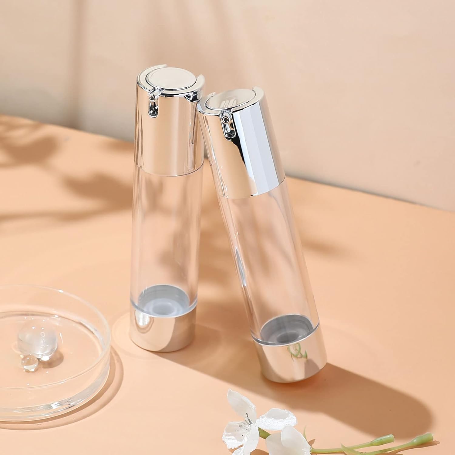 longway Botellas de bomba sin aire de 1.7oz1.7 fl oz sin aire, botella de bomba de crema cosmética sin aire, dispensador de tamaño de viaje,