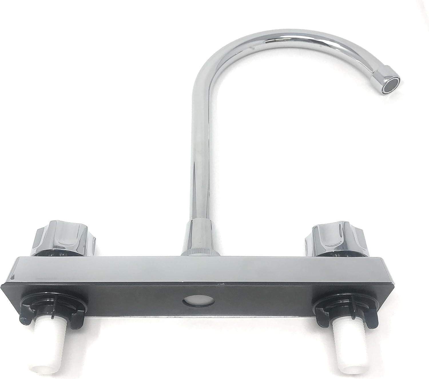 Grifo de la cocina del cuerpo plástico del canalón del acero inoxidable de dos manijas de la superficie cromada 1035 P Agujero central de 8 pulgadas