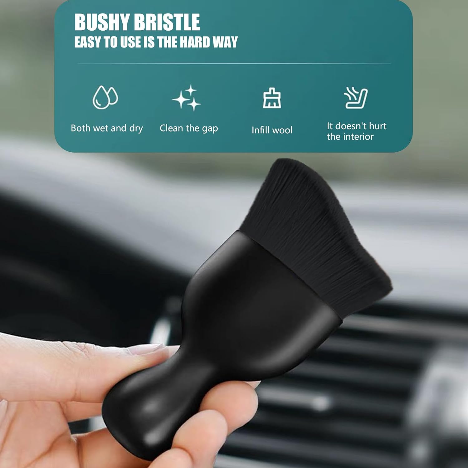 1 cepillo de salida de aire acondicionado curvado para perfil de automóvil, 3.85 x 1.77 x 0.7 pulgadas, mango de plástico ABS, cepillo suave de