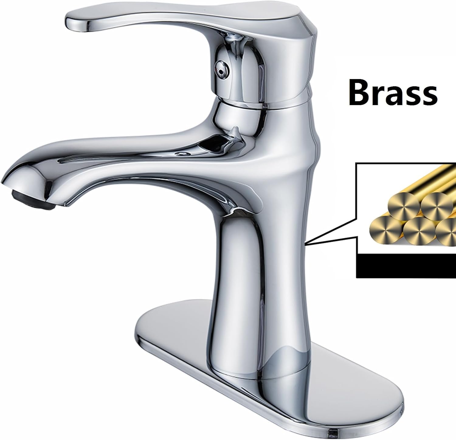 Grifo de baño cromado de una sola manija, grifo de baño de un solo orificio, grifo de lavabo comercial, moderno de un agujero, grifo de RV a juego,